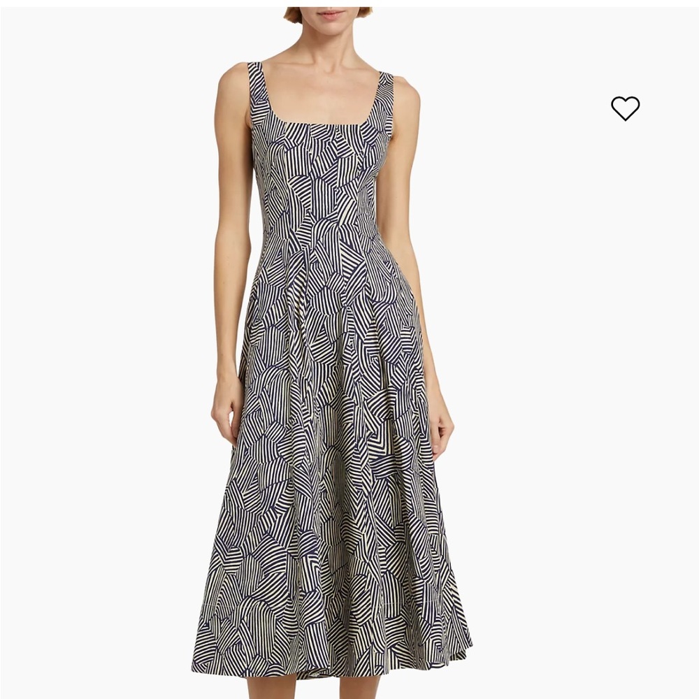 NWT Staud Wells Cotton Geometric Midi-Dress Size 8